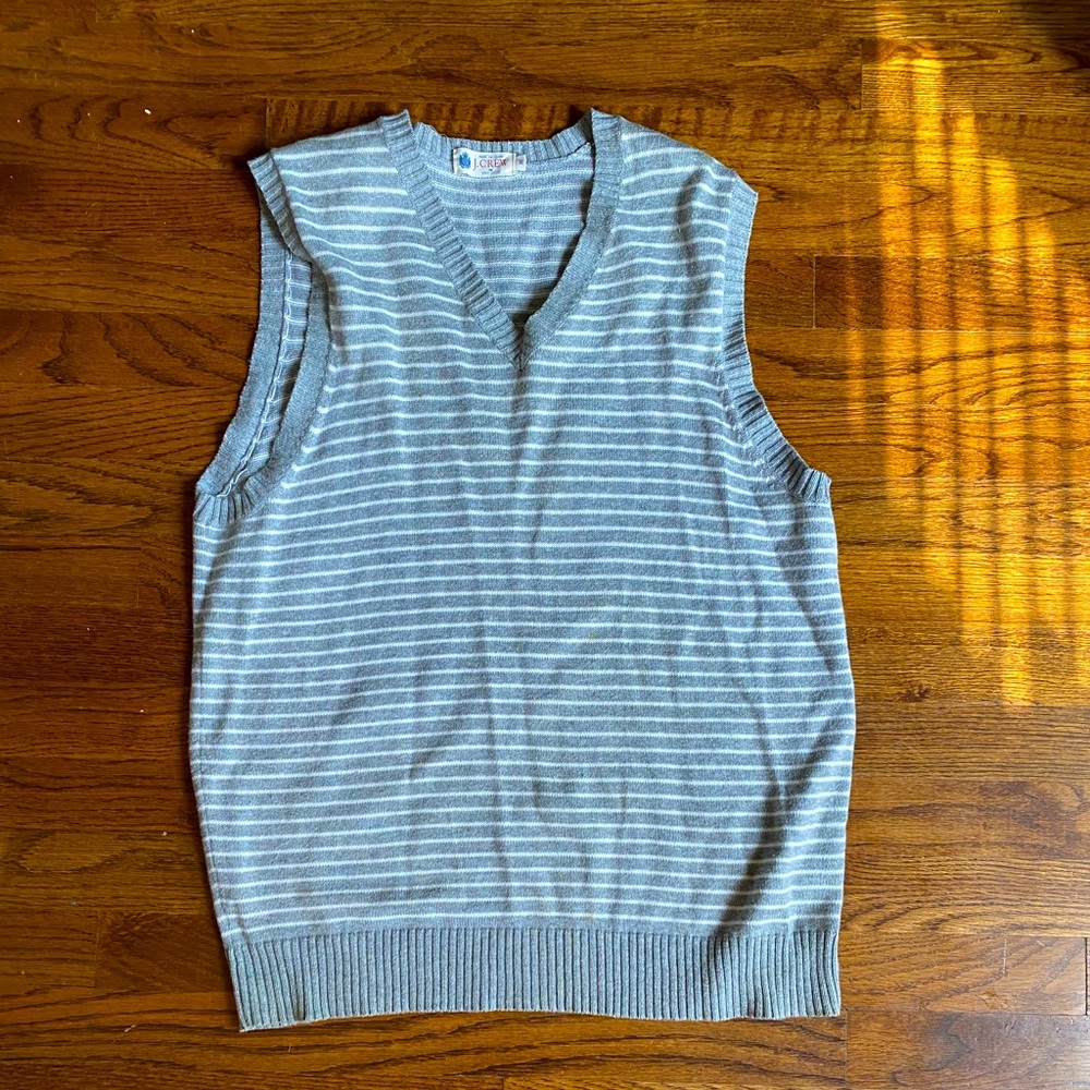 J. Crew Gray and white stripe sweater vest Size: M